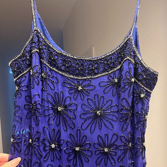 VINTAGE! Adrianna Papell Couture Royal Blue Embellished Evening Gown - Picture 2 of 9